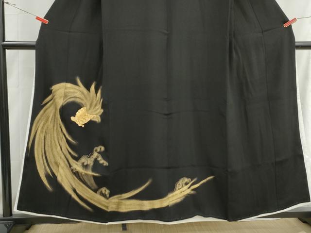 平和屋着物■豪華黒留袖 駒刺繍 立波文 亀 金彩 正絹 逸品 DABH8607qa