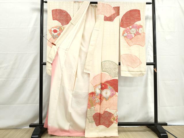 平和屋着物■豪華振袖 駒刺繍 絞り 地紙花文 金銀糸 正絹 逸品 DABH8613qa