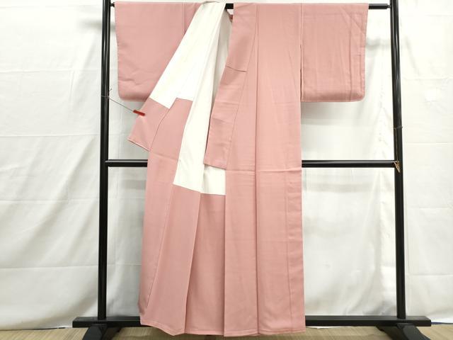 平和屋着物■上質な色無地 珊瑚色 正絹 逸品 DABH8630qa