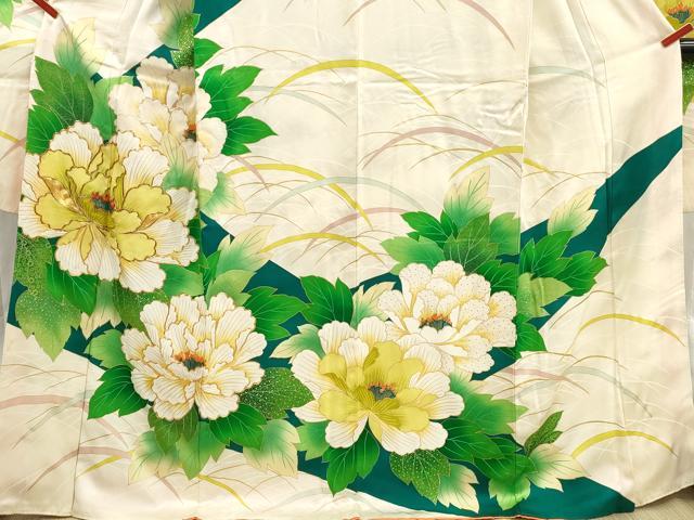 平和屋着物■豪華振袖 駒刺繍 草花文 牡丹 金彩 正絹 逸品 DABH8637qa