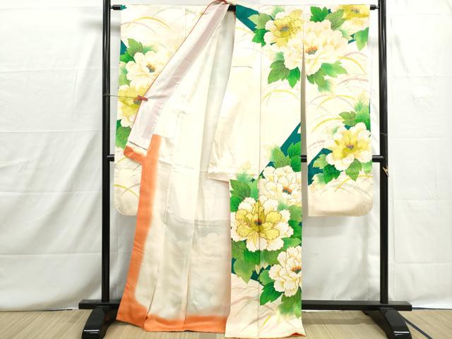 平和屋着物■豪華振袖 駒刺繍 草花文 牡丹 金彩 正絹 逸品 DABH8637qa