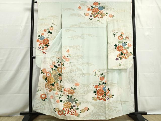 平和屋着物■豪華振袖 駒刺繍 立波花車文 暈し染め 金彩 正絹 逸品 DABH8639qa