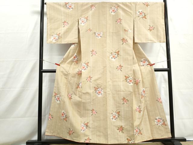 平和屋着物■上質な紬 草花文 正絹 逸品 DABH8661qa