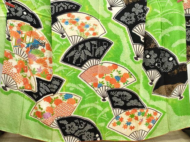 平和屋着物■豪華振袖 駒刺繍 絞り 扇面風景花文 金彩 正絹 逸品 DABH8665qa
