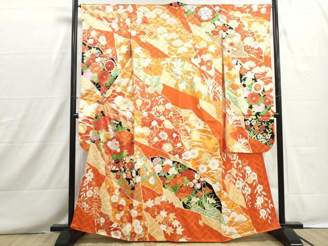 平和屋着物■豪華振袖 駒刺繍 花車文 牡丹 金彩 正絹 逸品 DABH8668qa