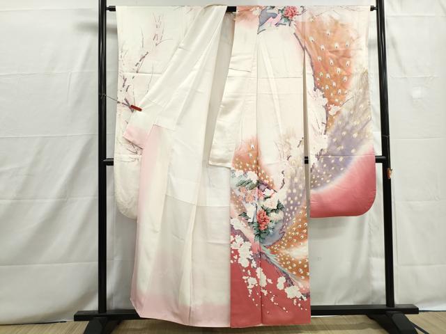平和屋着物■豪華振袖 孔雀花文 牡丹 暈し染め 金彩 正絹 逸品 DABH8673qa