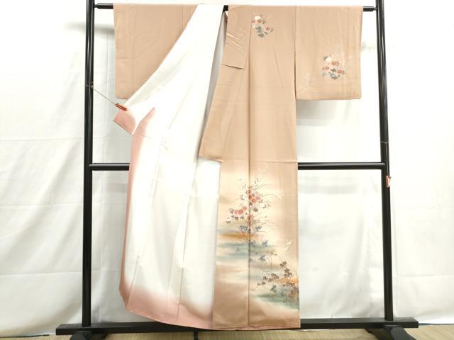 平和屋着物■訪問着 飛鶴花文 暈し染め 金彩 正絹 逸品 DABH8677qa
