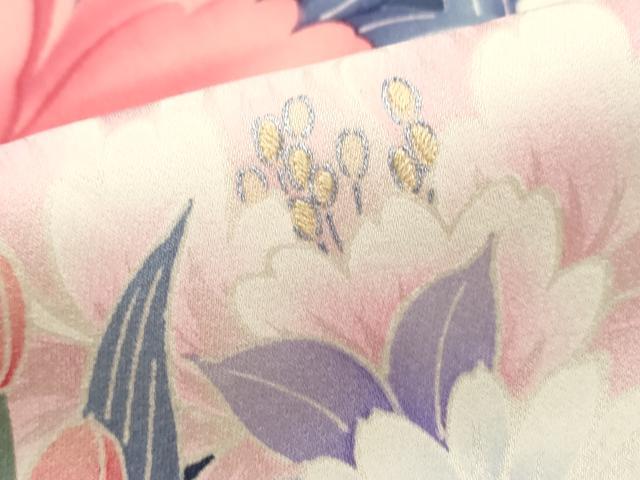 平和屋着物■豪華振袖 刺繍 枝梅花尽くし文 牡丹 暈し染め 銀彩 正絹 逸品 DABH8680qa