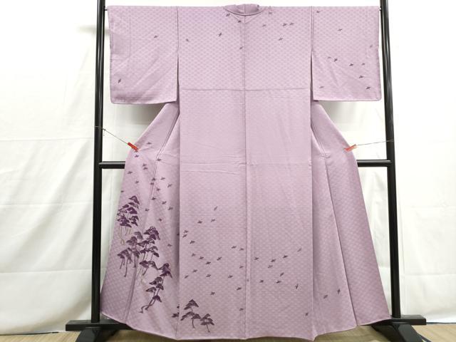 平和屋着物■訪問着 手描き 刺繍 飛鳥文 松 銀糸 正絹 逸品 DABH8696qa