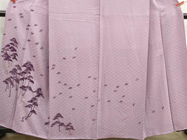 平和屋着物■訪問着 手描き 刺繍 飛鳥文 松 銀糸 正絹 逸品 DABH8696qa