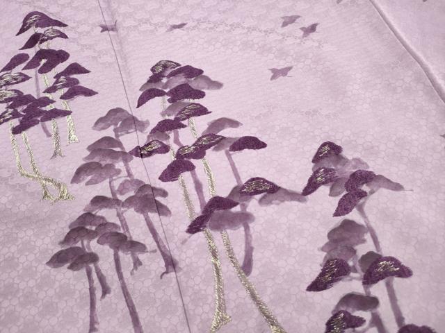 平和屋着物■訪問着 手描き 刺繍 飛鳥文 松 銀糸 正絹 逸品 DABH8696qa