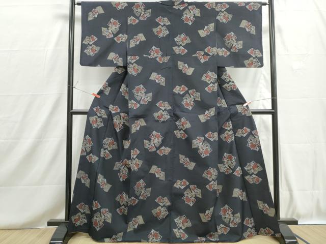 平和屋着物■上質な紬 冊子花文 正絹 逸品 DABH8701qa