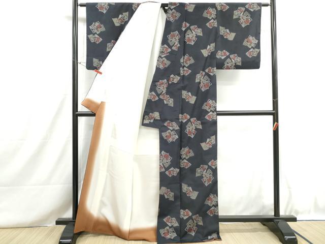 平和屋着物■上質な紬 冊子花文 正絹 逸品 DABH8701qa
