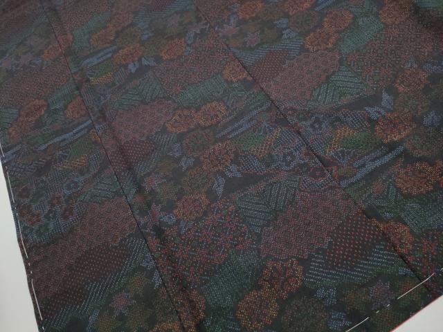 平和屋着物■上質な紬 エ霞花文 正絹 逸品 DABH8729qa