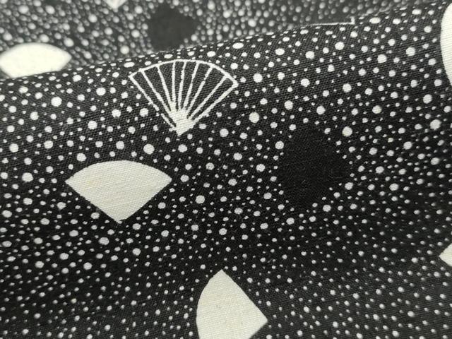平和屋着物■上質な小紋 紬地 霞扇面文 黒地 正絹 逸品 DABH8731qa