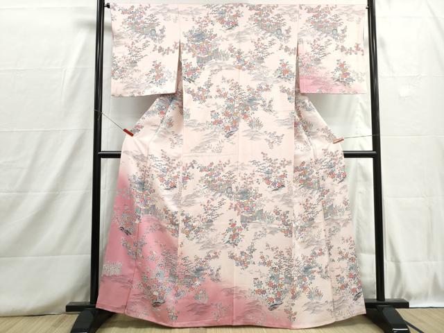 平和屋着物■訪問着 風景花文 松竹梅 暈し染め 正絹 逸品 DABH8733qa