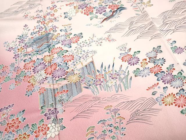 平和屋着物■訪問着 風景花文 松竹梅 暈し染め 正絹 逸品 DABH8733qa