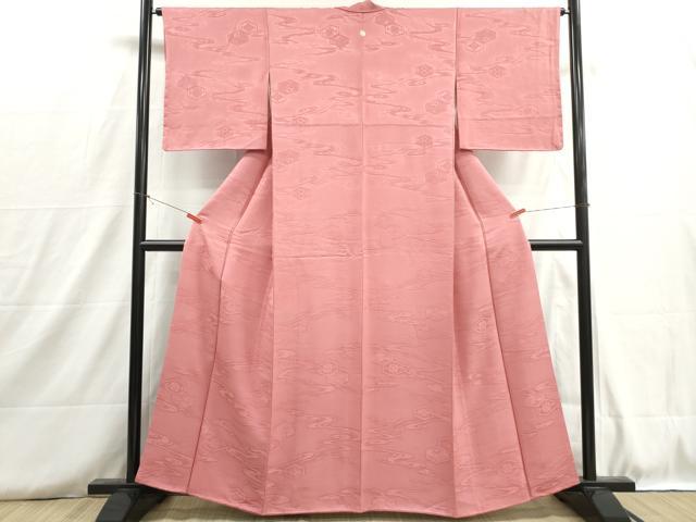 平和屋着物■上質な色無地 流水亀甲花地紋 薄紅色 正絹 逸品 DABH8738qa