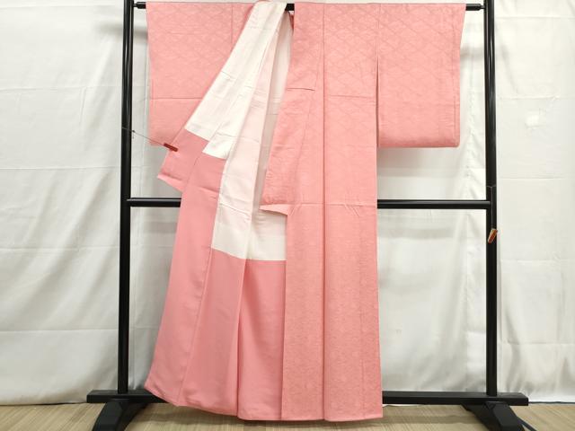 平和屋着物■上質な色無地 天井草花地紋 紅梅色 正絹 逸品 DABH8739qa