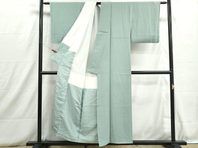平和屋着物■上質な色無地 霞地紋 白藍色 正絹 逸品 DABH8743qa
