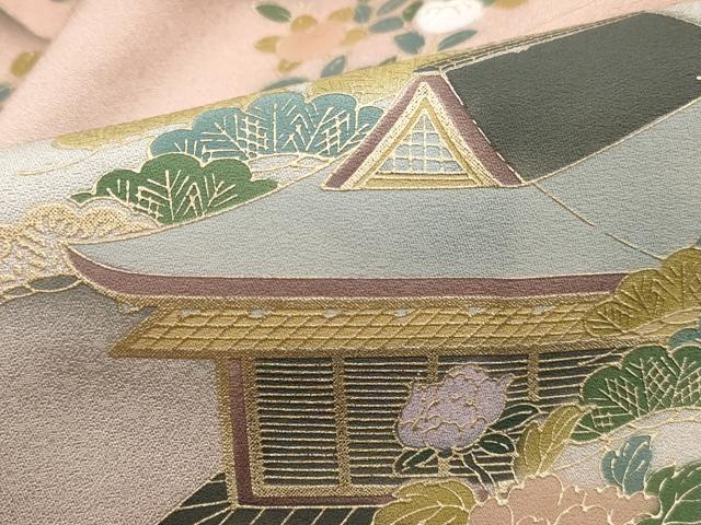 平和屋着物■訪問着 風景花文 松竹梅 暈し染め 金彩 正絹 逸品 DABH8749qa
