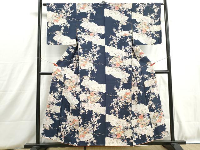 平和屋着物■上質な小紋 重ね雲地紙花文 金彩 正絹 逸品 DABH8755qa