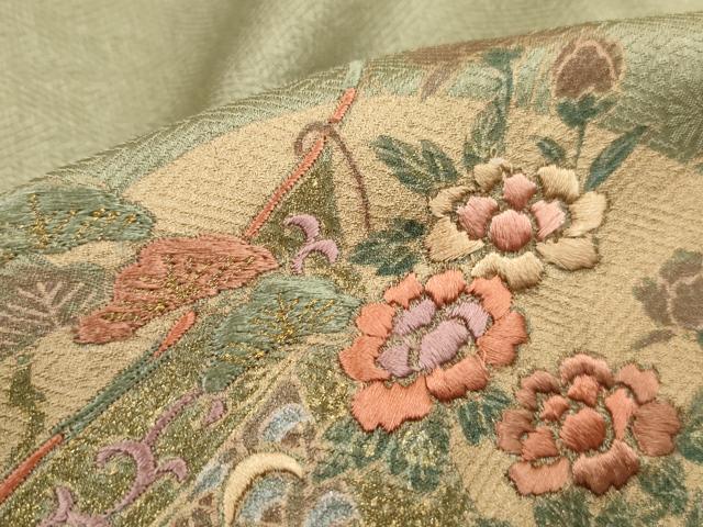 平和屋着物■訪問着 刺繍 地紙几帳花松文 暈し染め 金彩 正絹 逸品 DABH8758qa