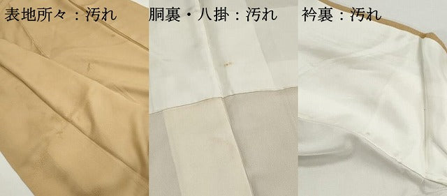 平和屋着物■上質な色無地 霞地紋 杏色 正絹 逸品 DABH8759qa