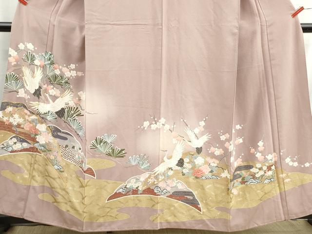 平和屋着物■豪華色留袖 雪芝飛鶴花文 暈し染め 金彩 正絹 逸品 DABH8761qa