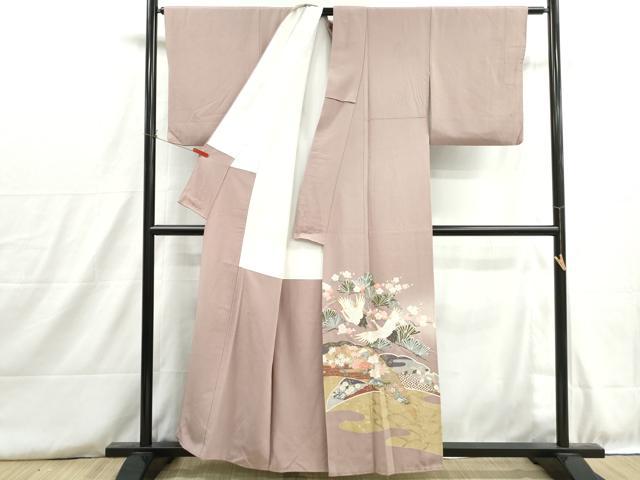 平和屋着物■豪華色留袖 雪芝飛鶴花文 暈し染め 金彩 正絹 逸品 DABH8761qa
