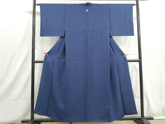 平和屋着物■上質な色無地 霞地紋 紺色 正絹 逸品 DABH8762qa