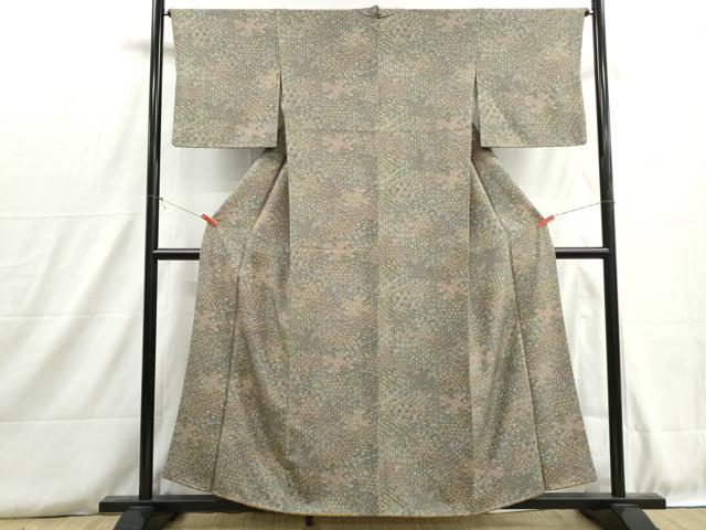 平和屋着物■上質な小紋 抽象花青海波文 正絹 逸品 DABH8766qa