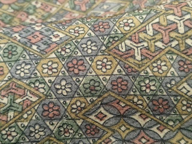 平和屋着物■上質な小紋 抽象花青海波文 正絹 逸品 DABH8766qa