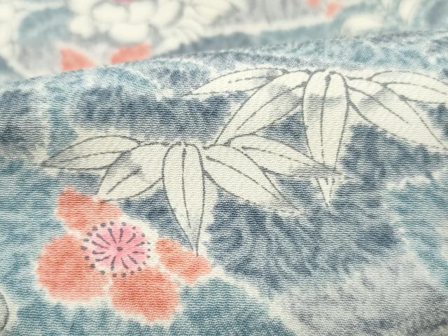 平和屋着物■上質な小紋 花青海波文 正絹 逸品 DABH8768qa