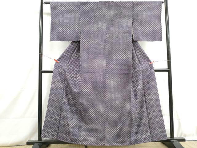 平和屋着物■上質な小紋 紬地 網目文 暈し染め 正絹 逸品 DABH8771qa