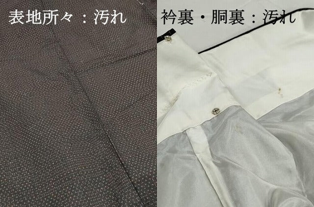 平和屋着物■上質な紬 絣文様 黒地 正絹 逸品 DABH8775qa