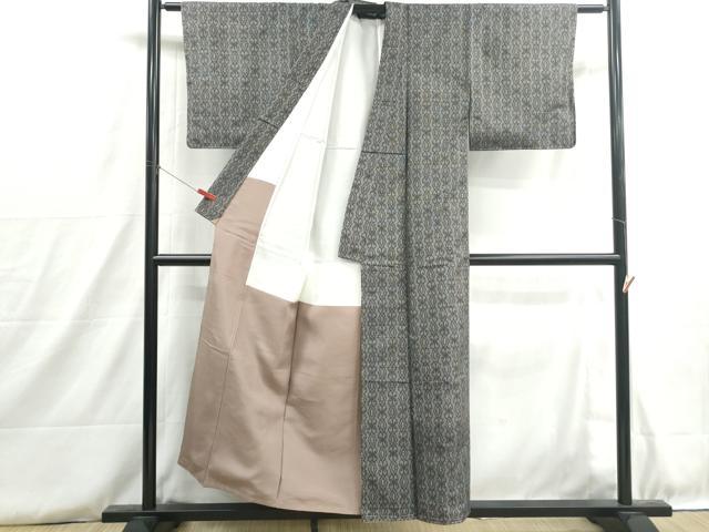 平和屋着物■上質な紬 抽象菱間道 正絹 逸品 DABH8781qa