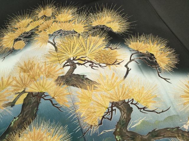 平和屋着物■豪華黒留袖 作家物 駒刺繍 松鶴千寿 暈し染め 金彩 正絹 逸品 DABH8782qa