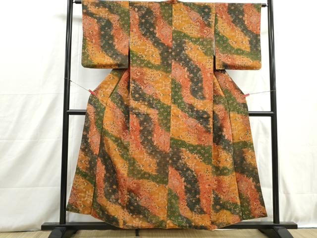 平和屋着物■上質な小紋 向かい鳥花文 正絹 逸品 DABH8806qa