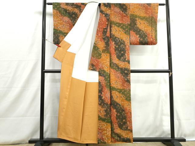 平和屋着物■上質な小紋 向かい鳥花文 正絹 逸品 DABH8806qa