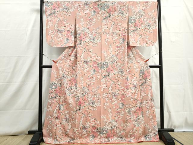 平和屋着物■上質な小紋 人物風景花文 金彩 ロング丈 正絹 逸品 DABH8807qa