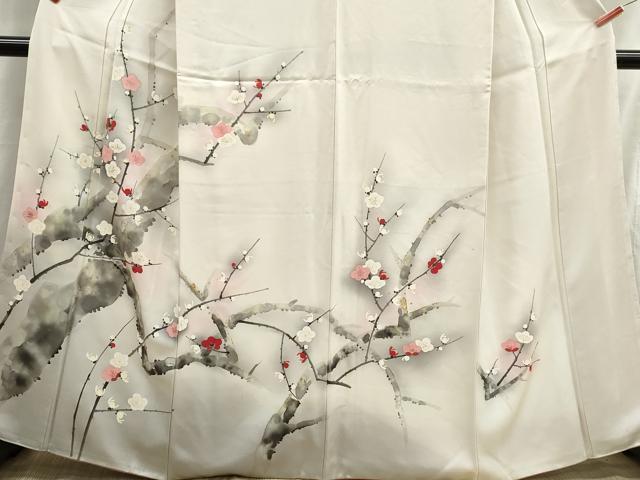 平和屋着物■訪問着 手描き 枝梅文 暈し染め 正絹 逸品 DABH8809qa