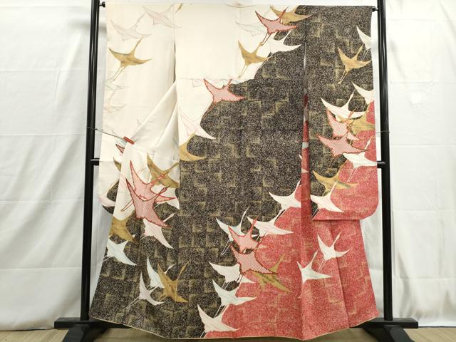 平和屋着物■豪華振袖 霞群鶴文 暈し染め 金銀彩 正絹 逸品 DABH8811qa