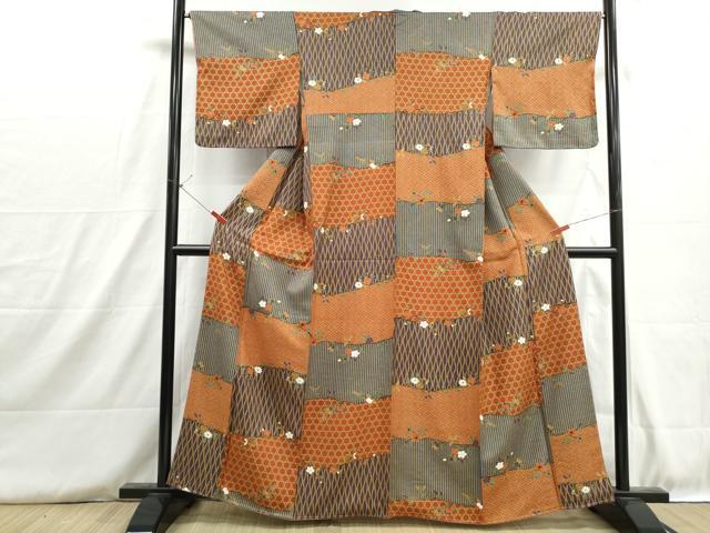 平和屋着物■日本のきもの研究家 三田村環 小紋 立涌枝梅文 金彩 正絹 逸品 DABH8818qa