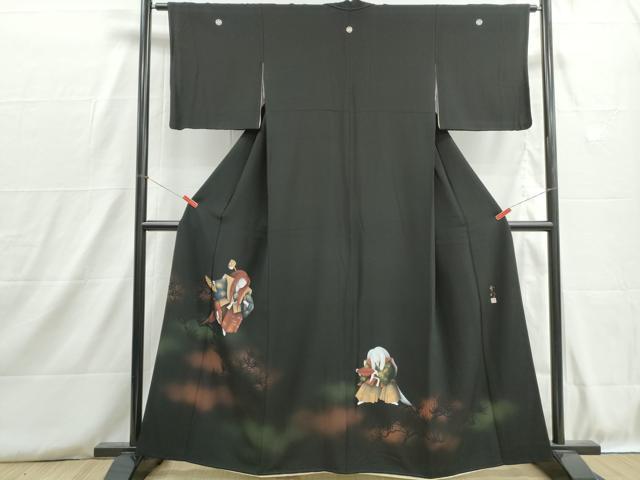 平和屋着物■豪華黒留袖 作家物 歌舞伎 枝葉シルエット 金彩 正絹 逸品 DABH8822qa