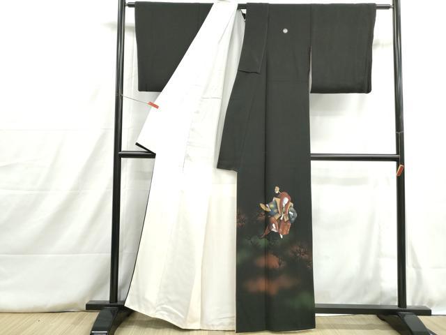 平和屋着物■豪華黒留袖 作家物 歌舞伎 枝葉シルエット 金彩 正絹 逸品 DABH8822qa