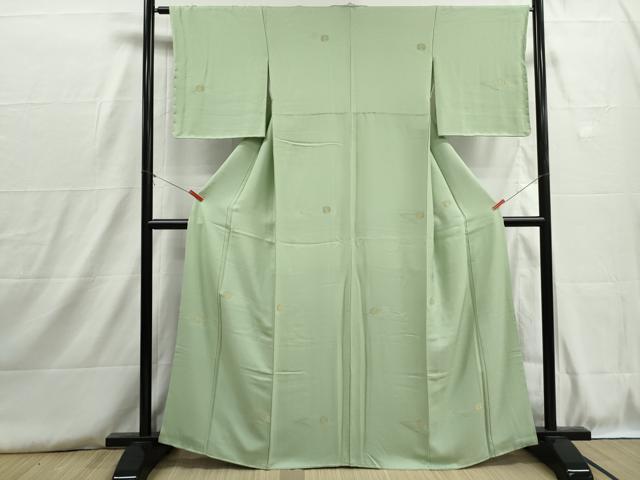 平和屋着物■上質な小紋 草花丸文 銀通し地 金糸 正絹 逸品 DABH8826qa