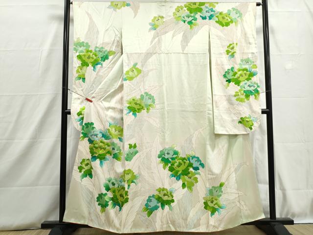 平和屋着物■豪華振袖 駒刺繍 葉尽くし牡丹文 暈し染め 金彩 正絹 逸品 DABH8839qa