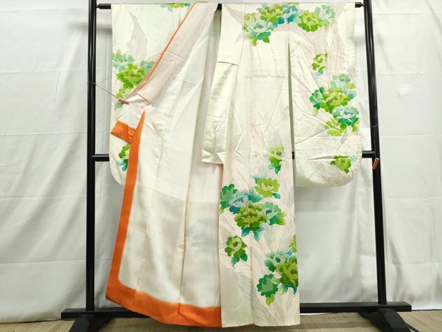 平和屋着物■豪華振袖 駒刺繍 葉尽くし牡丹文 暈し染め 金彩 正絹 逸品 DABH8839qa
