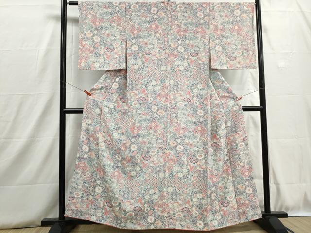平和屋着物■上質な小紋 切嵌花鳥文 正絹 逸品 DABH8840qa